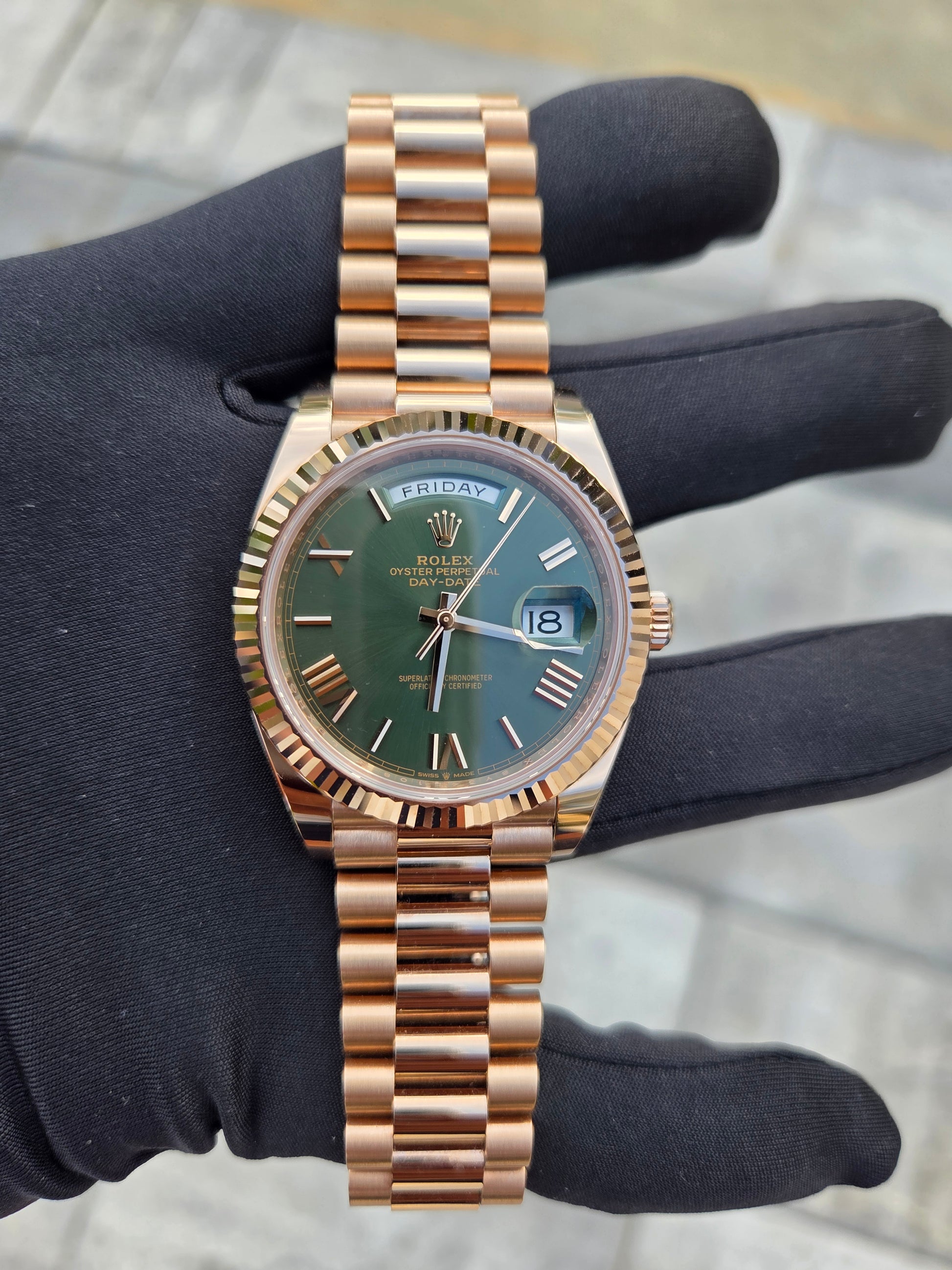 2024 Rolex daydate Rose gold Olive green