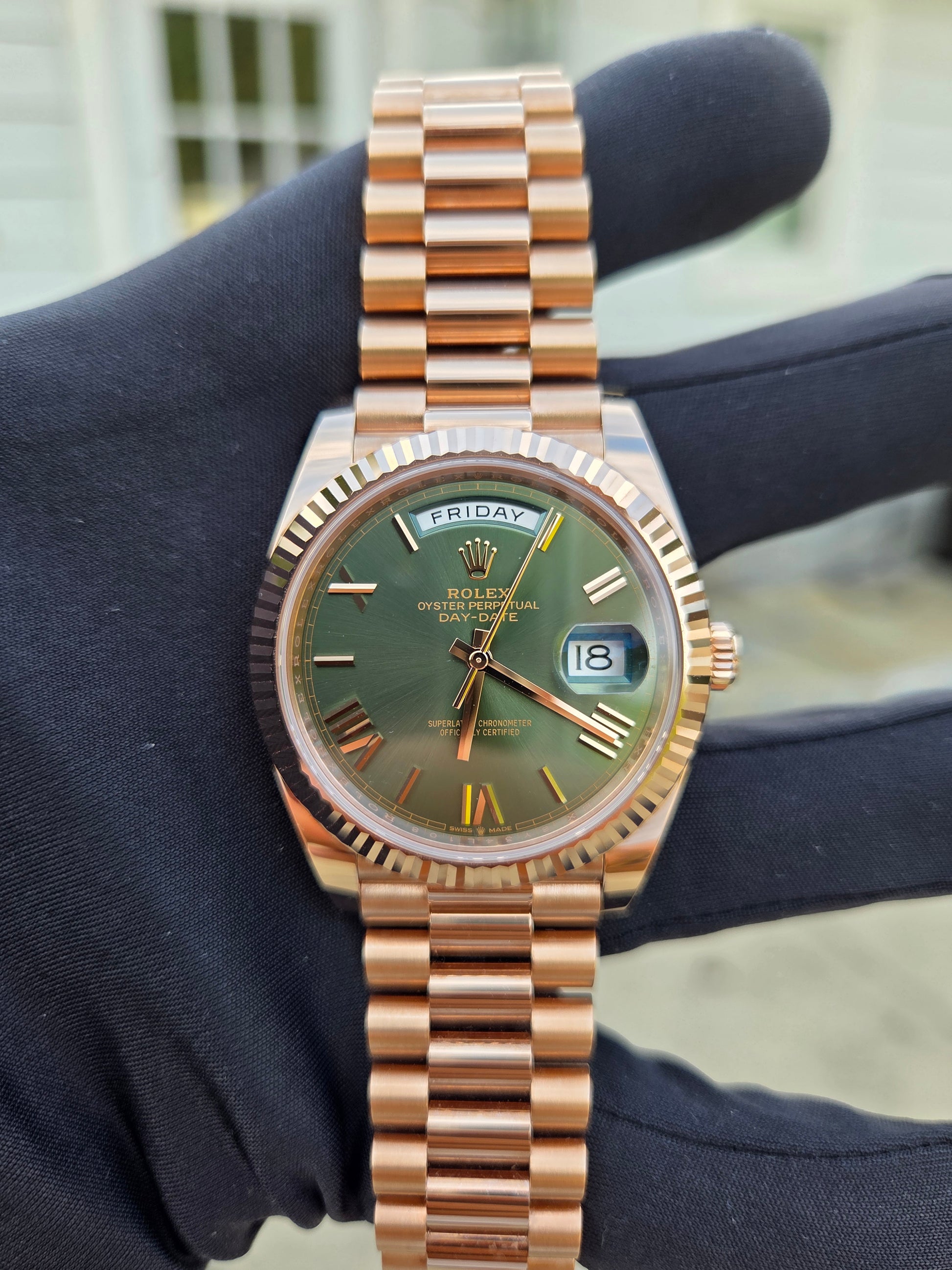 2024 Rolex daydate Rose gold Olive green